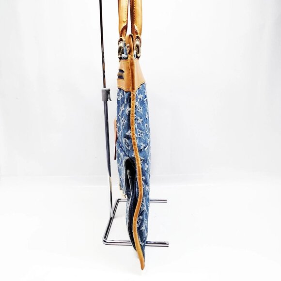 Authentic Louis Vuitton Flat Shopper Blue Monogram Denim Tote Bag mn1293-121225 - Picture 3 of 16